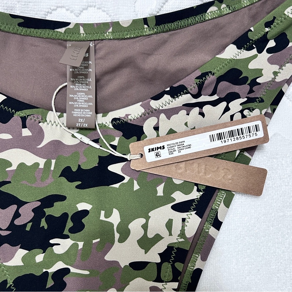 SKIMS Recycled swim Logo Camo Cheeky Tanga size 2X - Picture 5 of 9